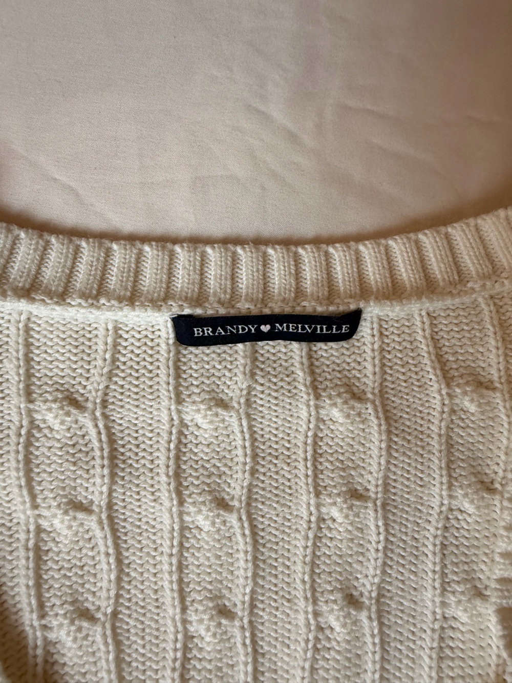 Brandy Melville Cream Cable Knit Top size small-med no size tag - Picture 3 of 6